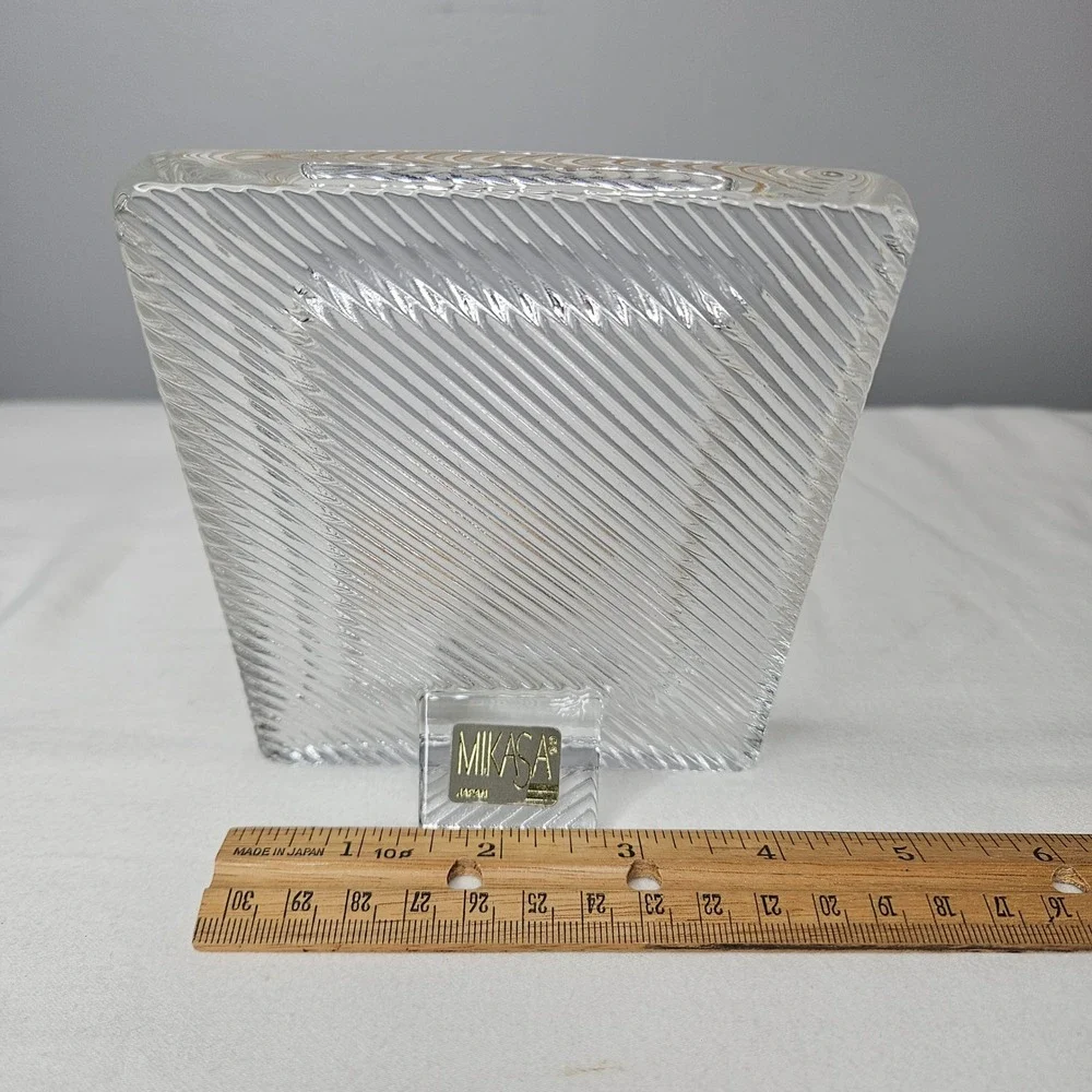 Mikasa Japan Lead‎ Crystal Ribbed Wave Picture Frame 5x4 Clear Art Deco Style